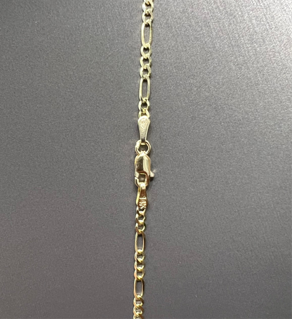 1252- NEW 14K Solid Figaro Chain 18" (2.5mm) W.G