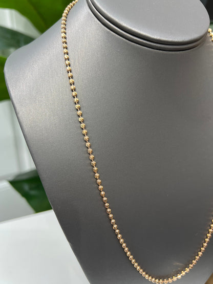 1537-14K Moon Cut Ball Bead Chain Necklace 22" (2.85mm) W.G