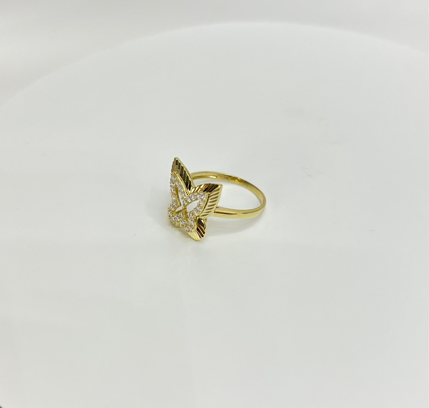 1498- NEW 14K Fashion Cut Butterfly Ring W.G
