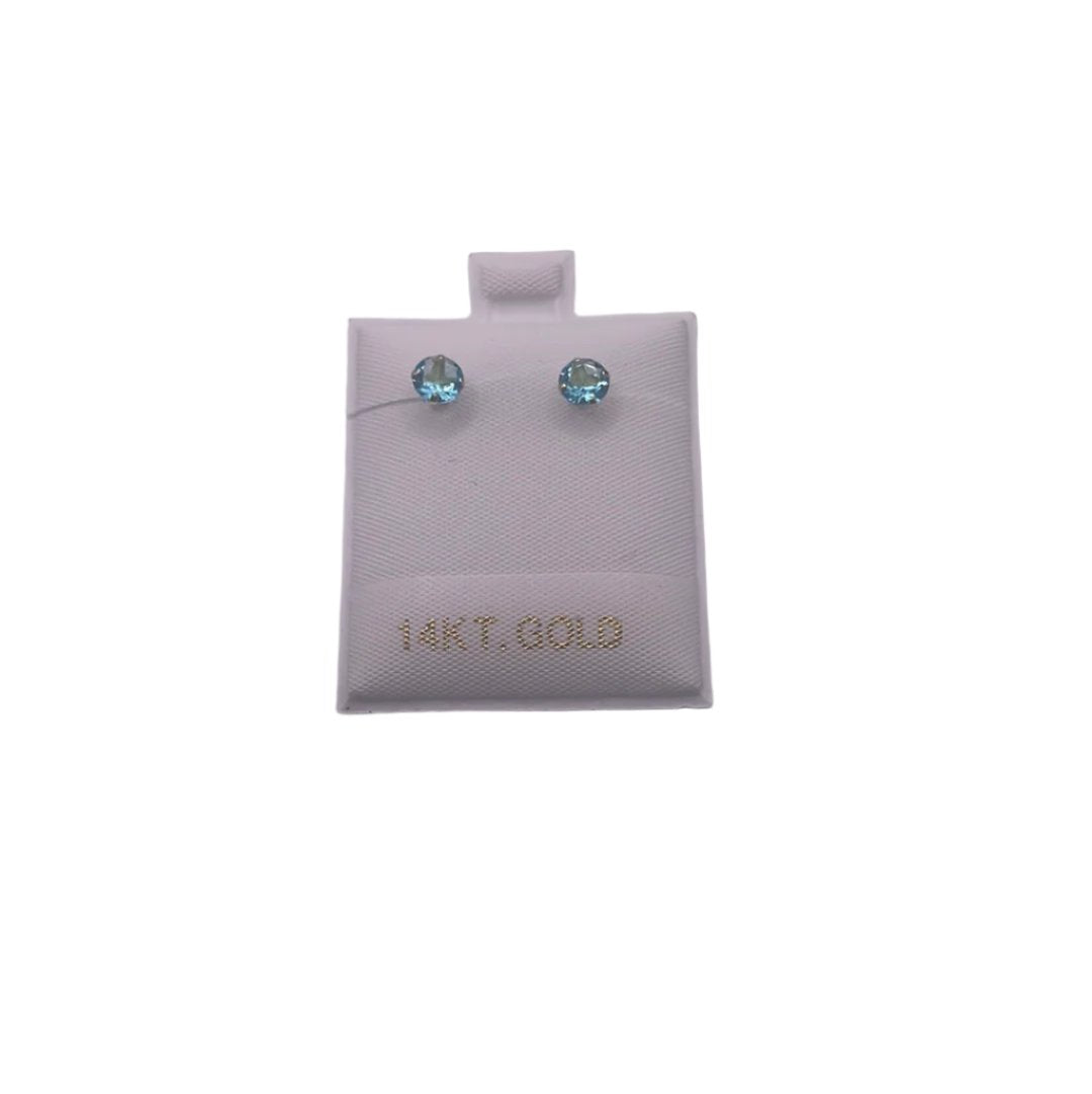 209- 14K March Birthstone Stud Earrings (Aquamarine)