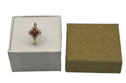 599- Red clover Cz Ring Sz 8