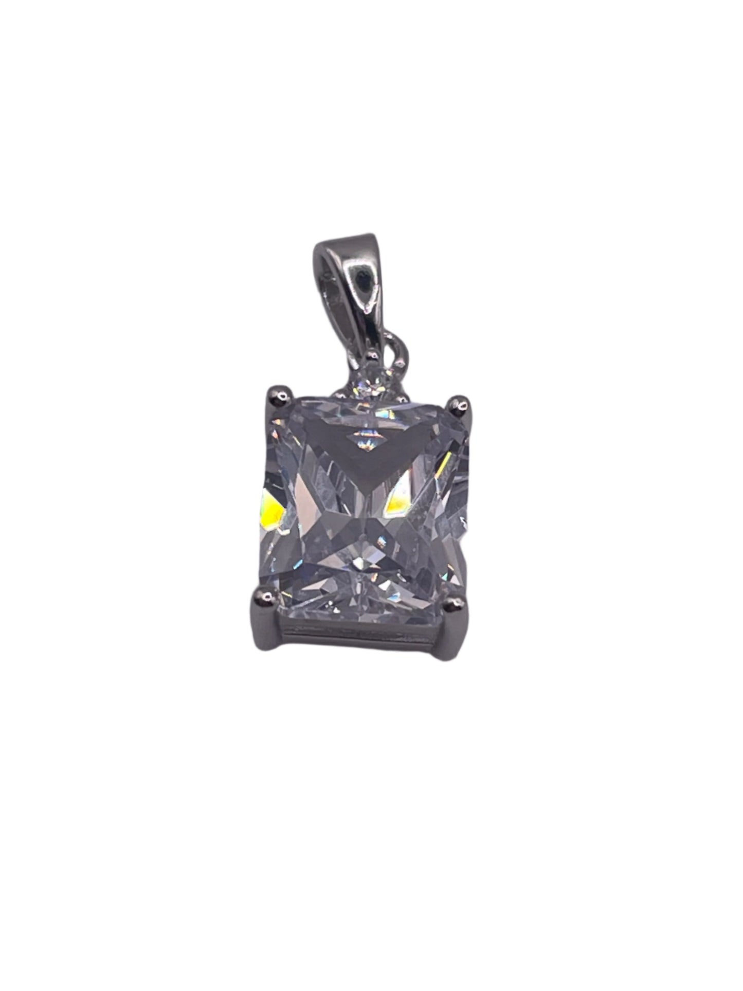 S571- .925 Square Cz Stone Pendant