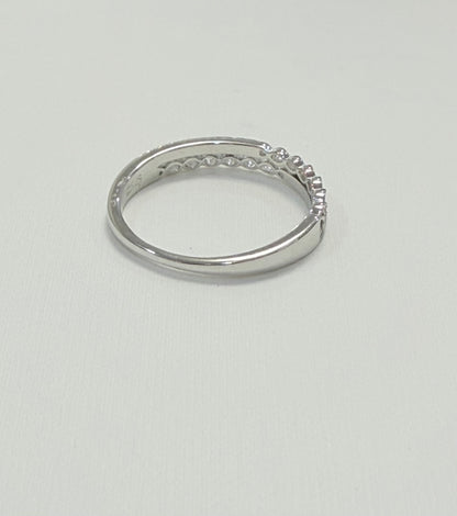 S446- NEW .925 Sterling Silver Micro Eternity CZ Ring W.G