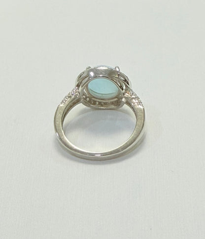 S901- NEW .925 Sterling Silver Round Larimar Women’s Ring W.G
