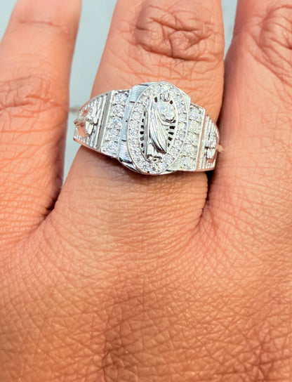 S1142- .925 Sterling Silver St Jude Moissanite Ring W.G