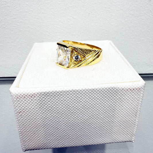 1099-NEW 14K Square Clear Cz Stone Men's Ring