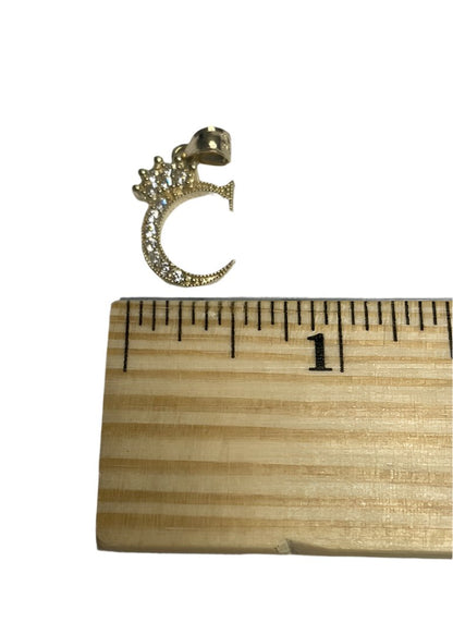 0099- 14K Letter “C” Pendant With Stones