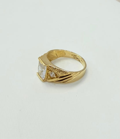 1099-NEW 14K Square Clear Cz Stone Men's Ring