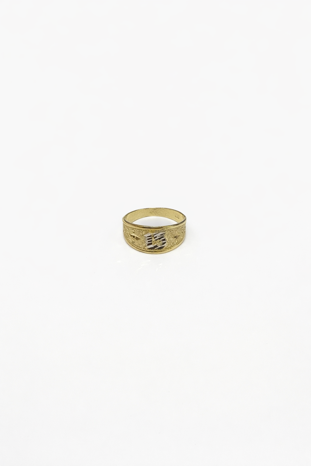 1516- NEW 10K Two Tone Gold Quinceañera Ring Band W.G