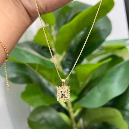 00122- NEW Letter “K” Square Pendant (W.G)