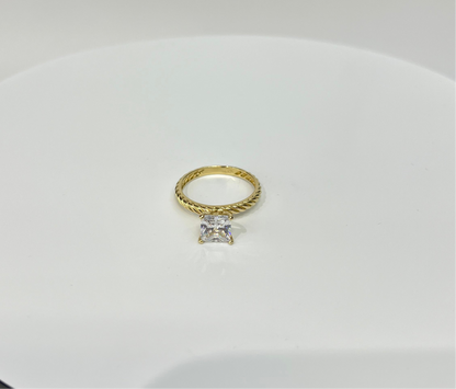 1448- NEW 14K Gold Wedding Square Cz Ring W.G