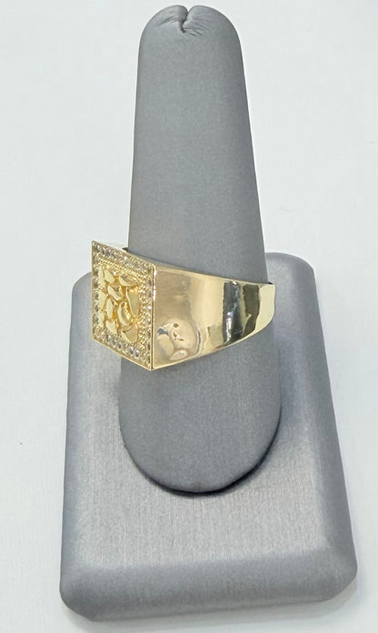 1830- NEW 14K Square Nugget Ring W.G