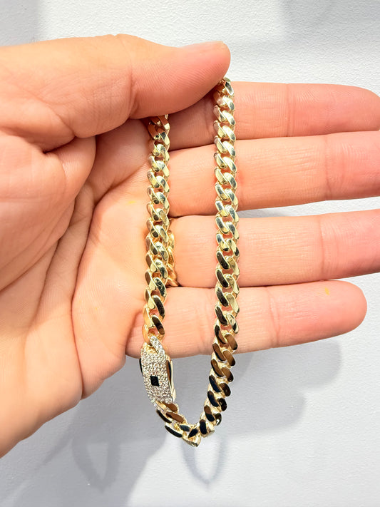 1084- NEW 14K Hollow Cuban Monaci Anklet (7mm) W.G