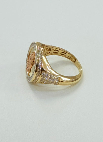 1618- NEW 10K Round Our Lady of Guadalupe Men’s Ring W.G