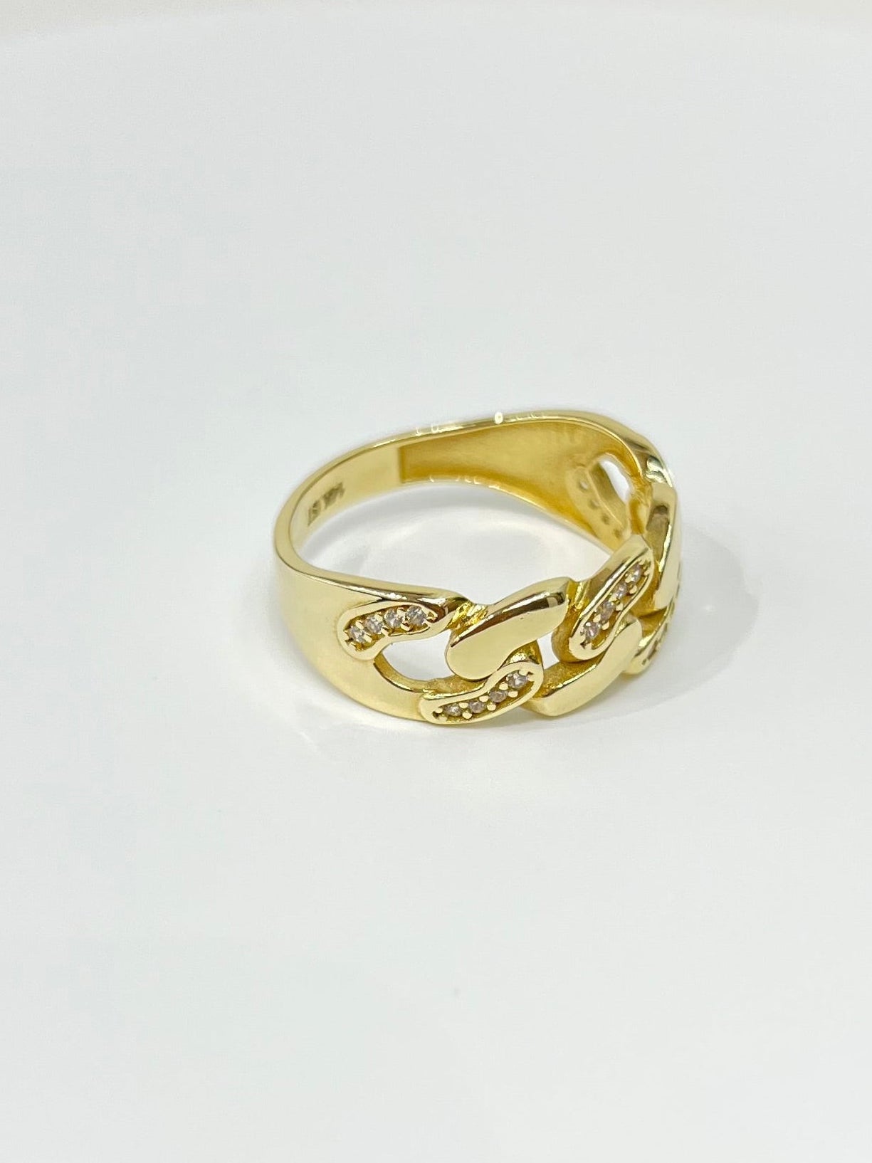 1394- NEW 14K Cuban Link Band Ring W.G
