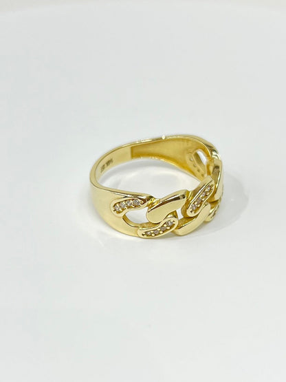 1394- NEW 14K Cuban Link Band Ring W.G