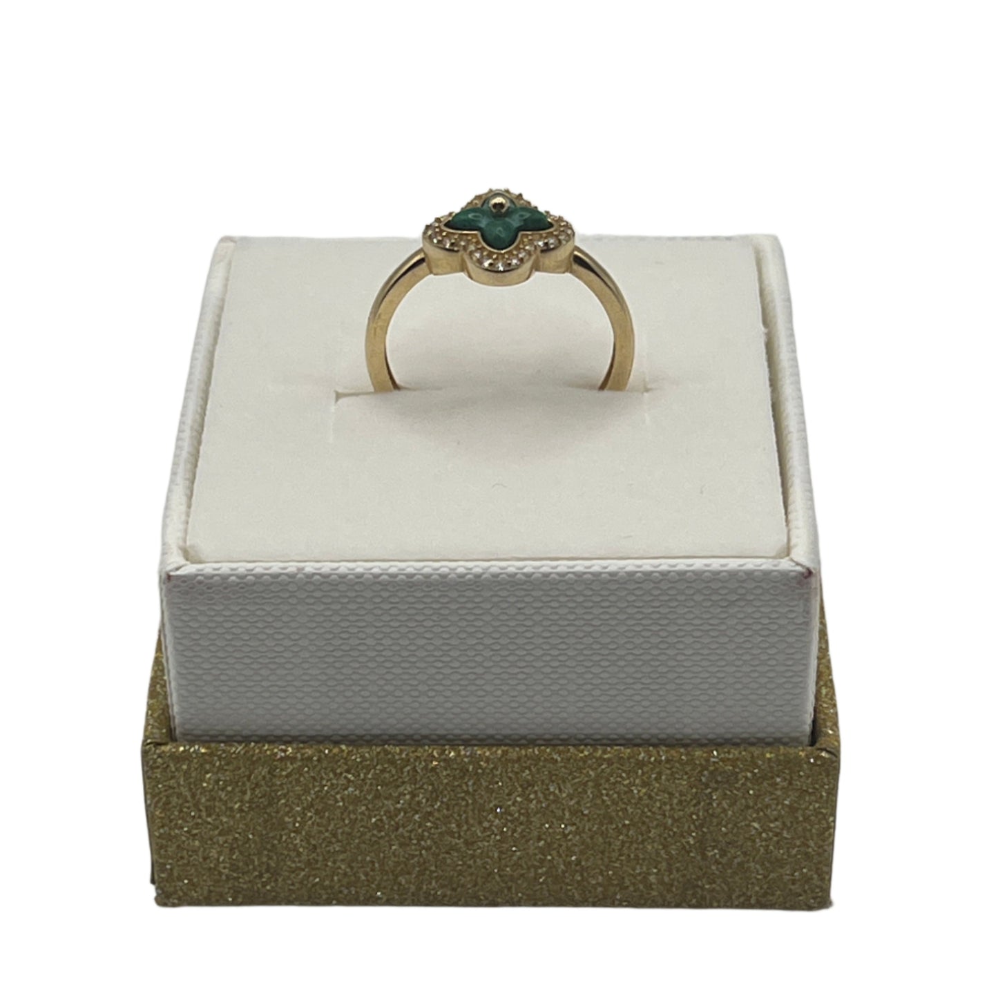 600- NEW 14K Green Van Clover Cz Ring