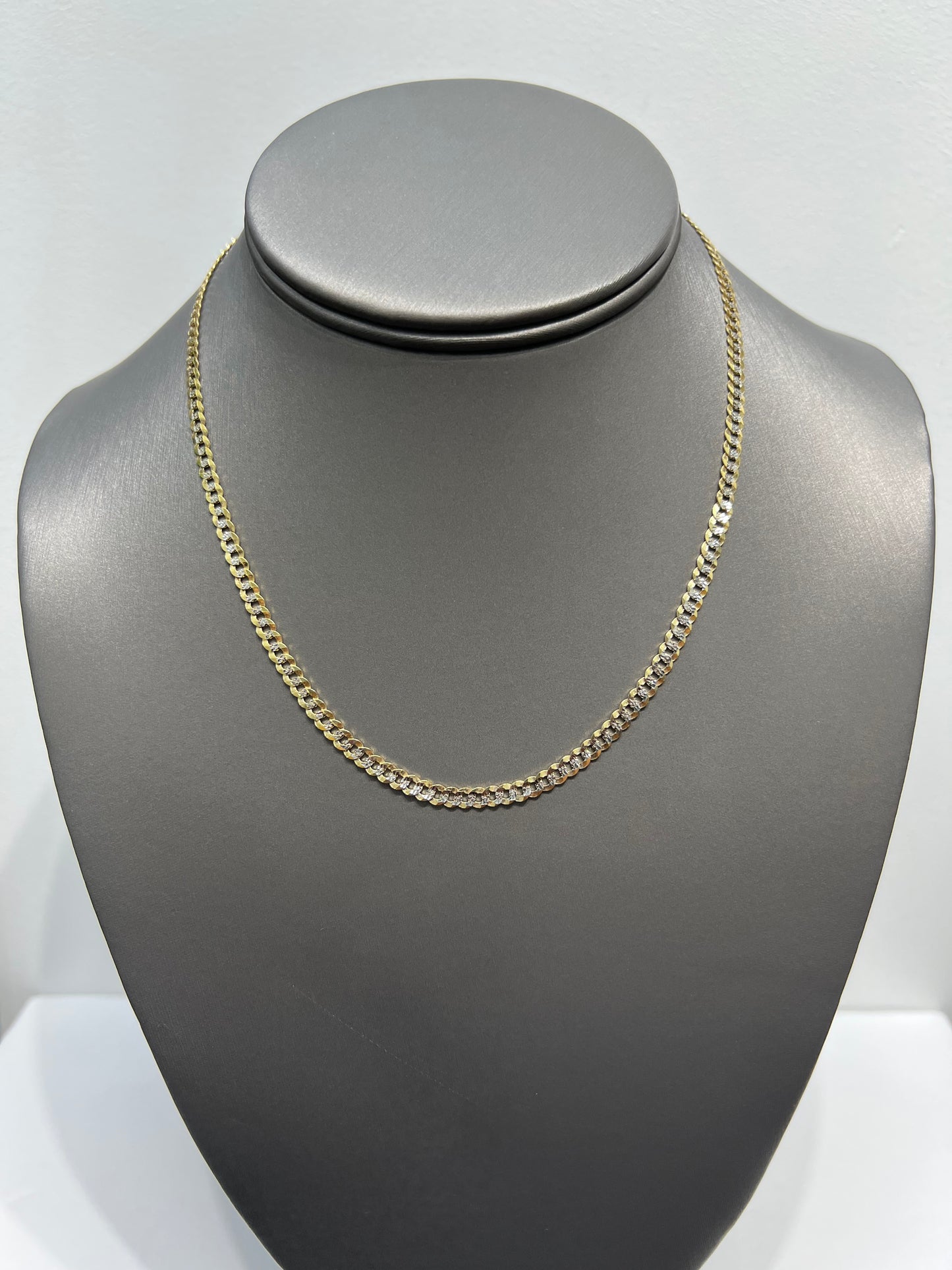 1322- NEW 10K Solid Cuban Curb Chain 16” (3.7mm) W.G