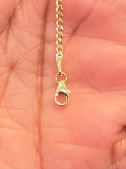 1747- NEW 10K Hollow ID Cuban curb baby bracelet 5” (2mm) W.G