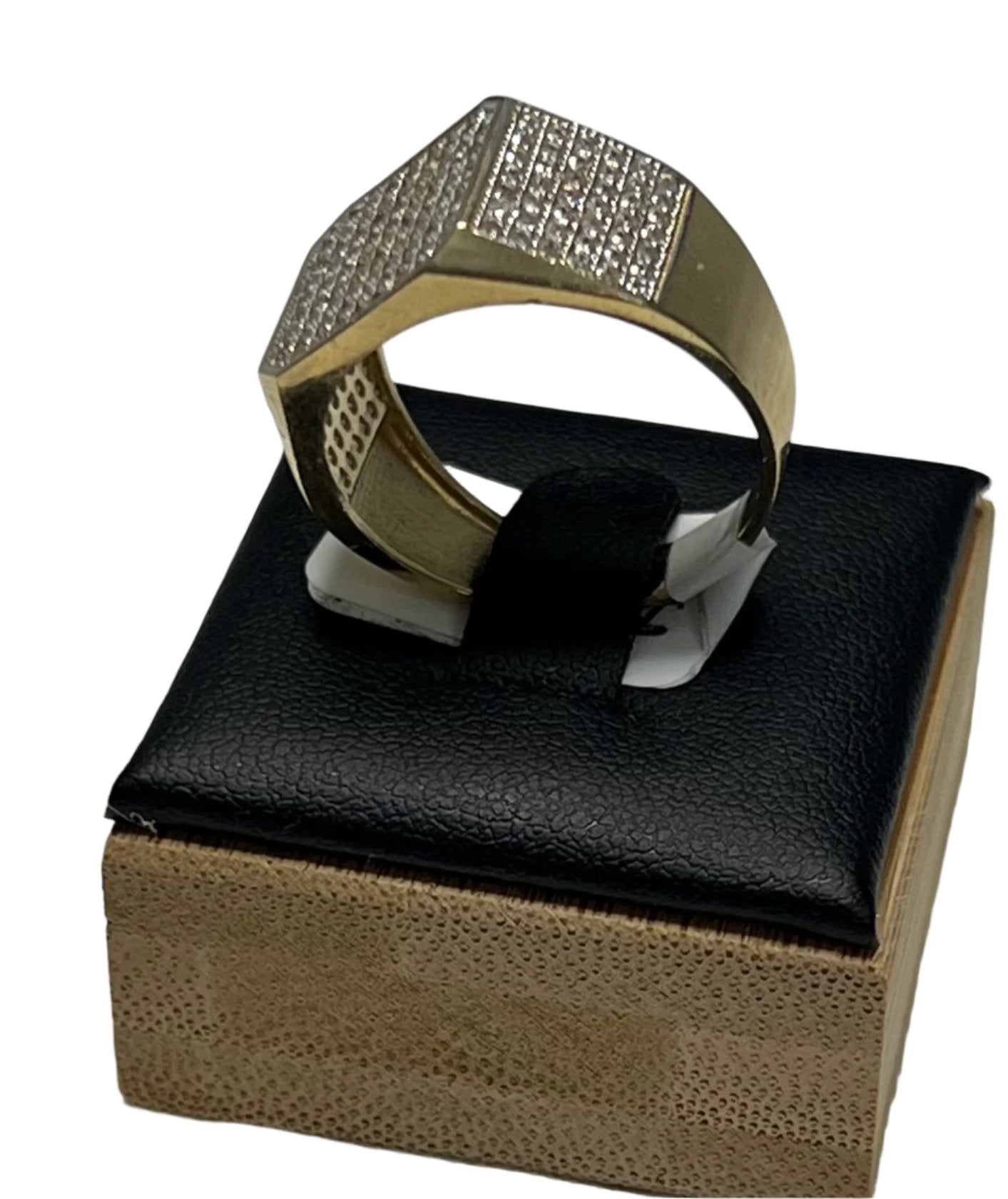 8- 0010- 14K Yellow Gold Square Ring Size 10 Men