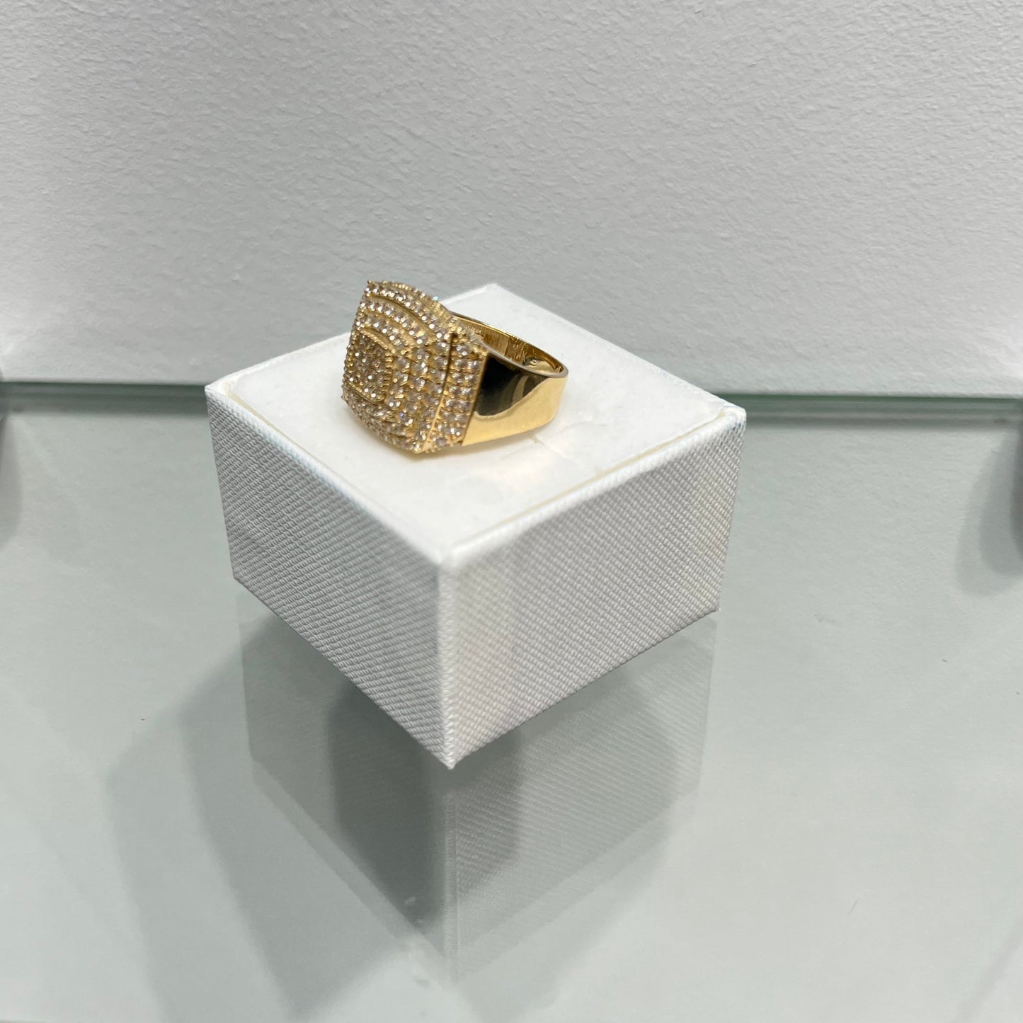 1183- NEW 14K Square Full Cz Ice Out Men's Ring W.G