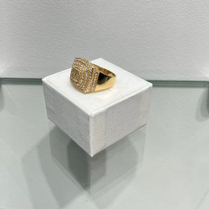 1183- NEW 14K Square Full Cz Ice Out Men's Ring W.G