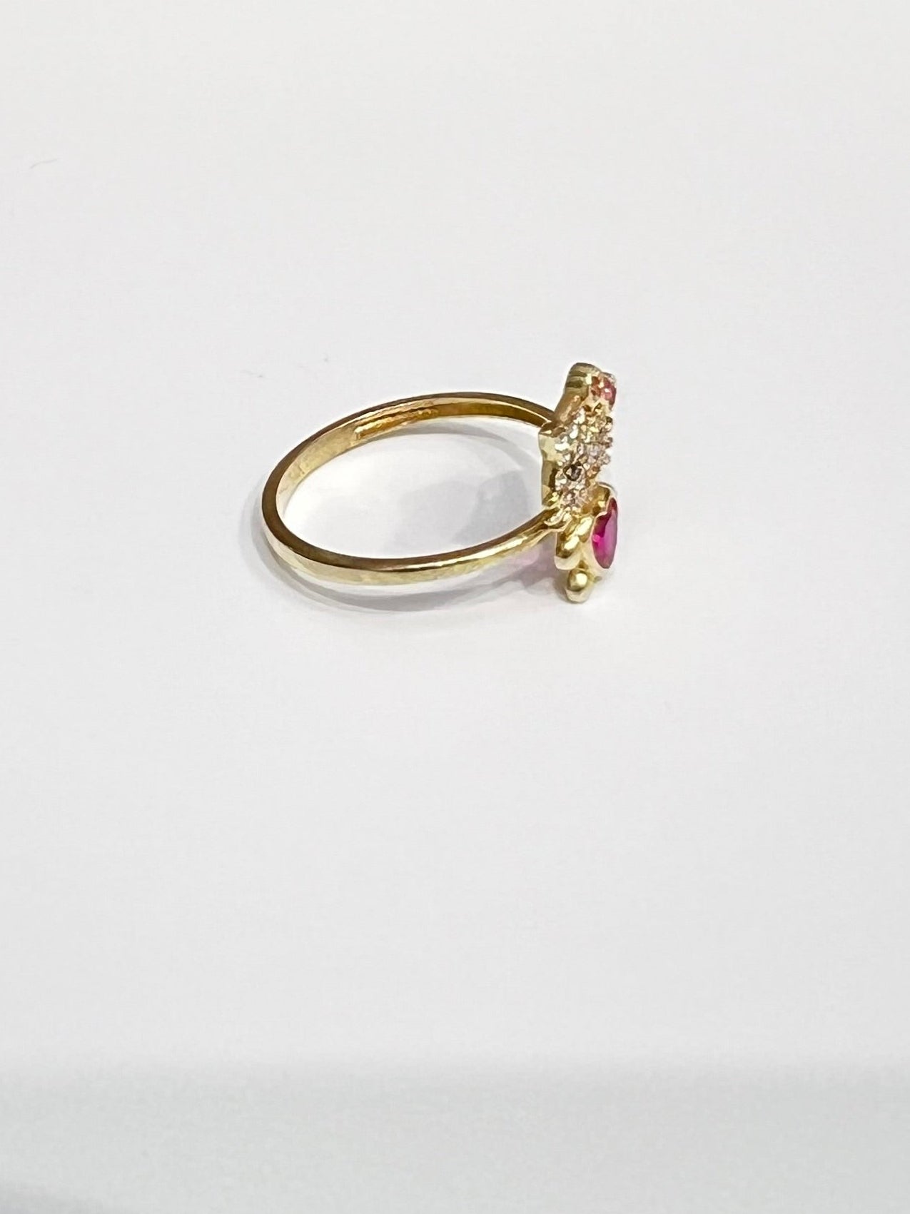 1578- NEW 14K Full Body Cz Hello Kitty Ring W.G
