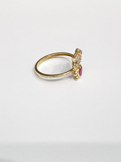 1578- NEW 14K Full Body Cz Hello Kitty Ring W.G