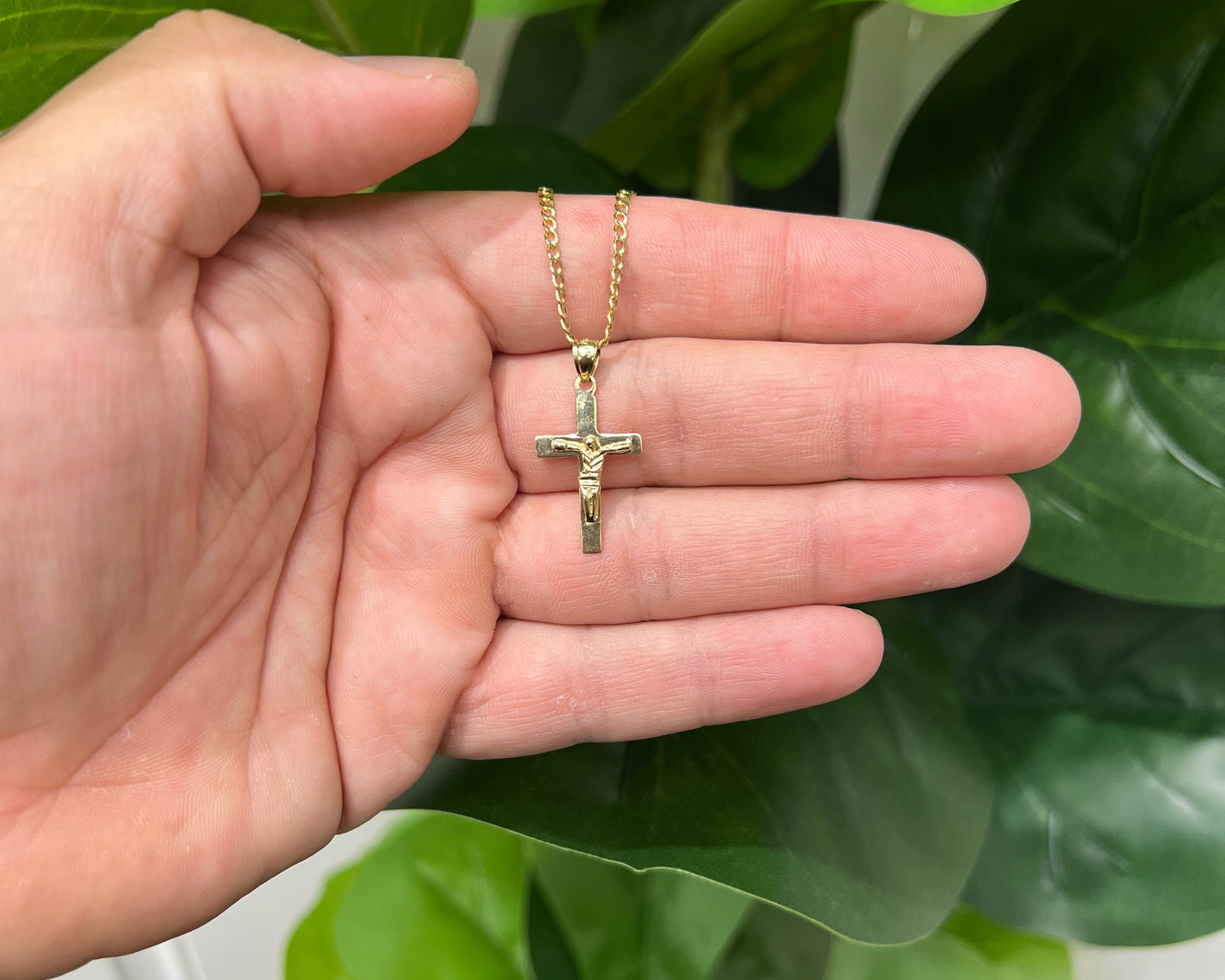 1305- NEW 10K Gold Crucifix Pendant W.G