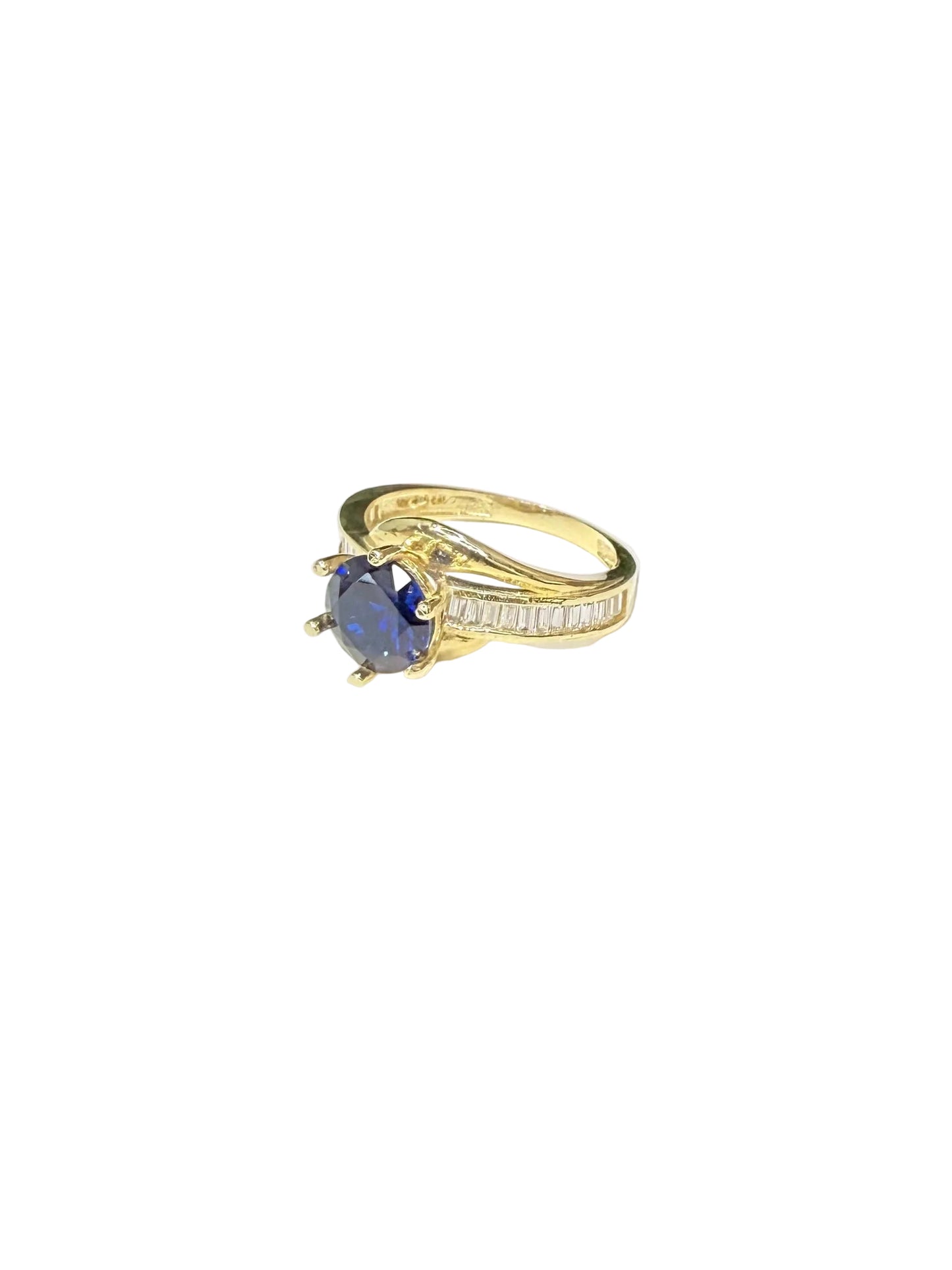 1524- NEW 10K Gold Round Sapphire Fashion Ring W.G