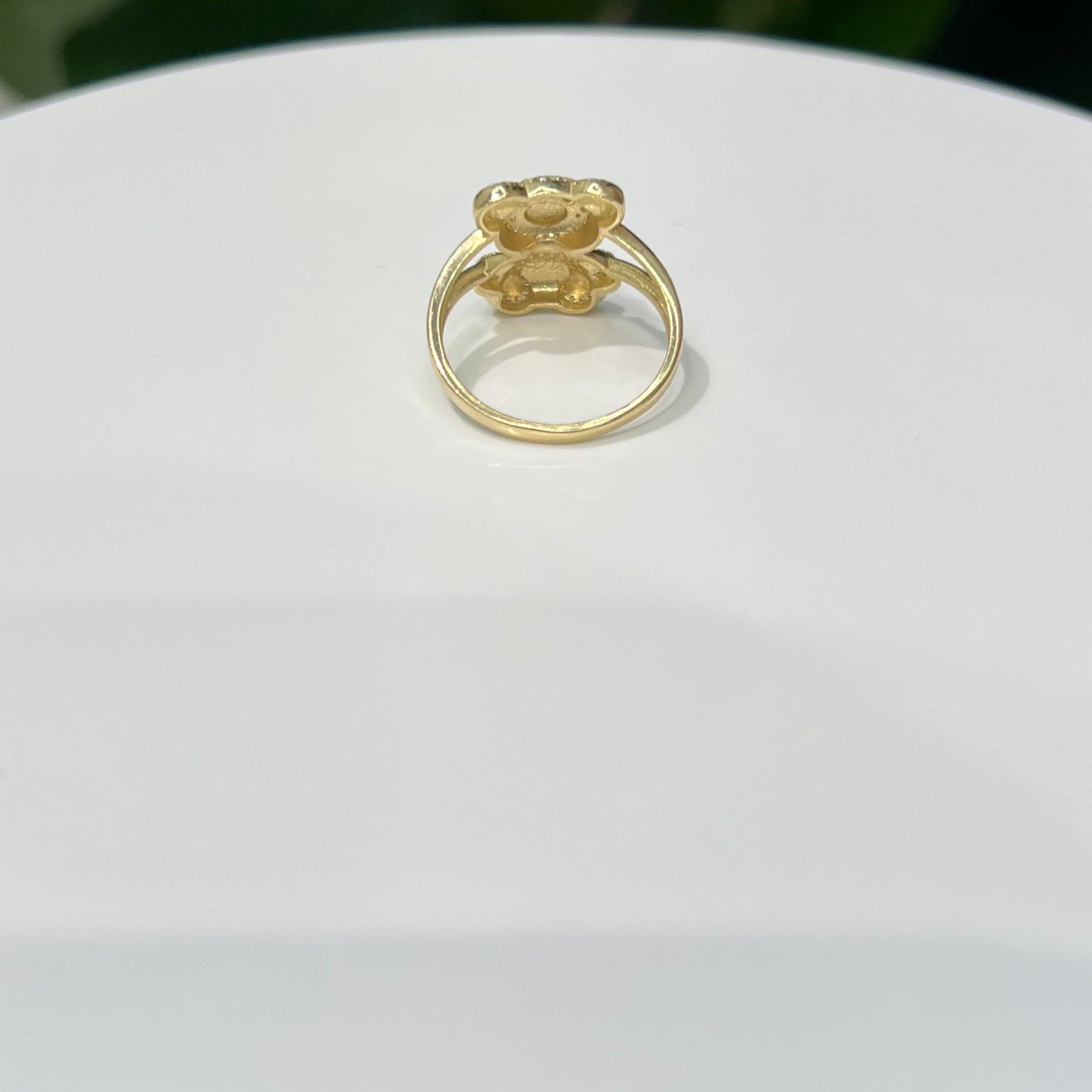 1244- 14K Full Body Teddy Bear Gold Ring W.G