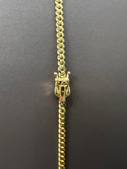 1573- NEW 10K Solid Miami Cuban Bracelet 7.5" (3mm) W.G