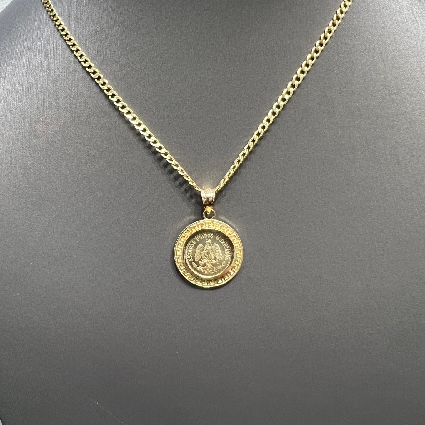 1239- NEW 14k Gold Moneda Holder Pendant W.G.