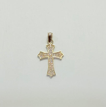 1731- NEW 10K Gold Full CZ Cross Pendant W.G