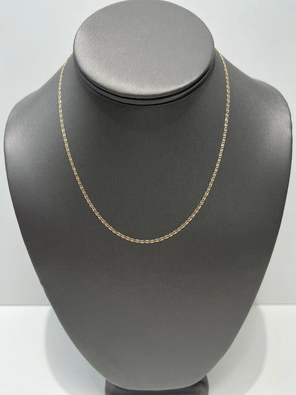 1395- NEW 14K Solid Valentino Tri Tone Chain 16" (1.8mm) W.G