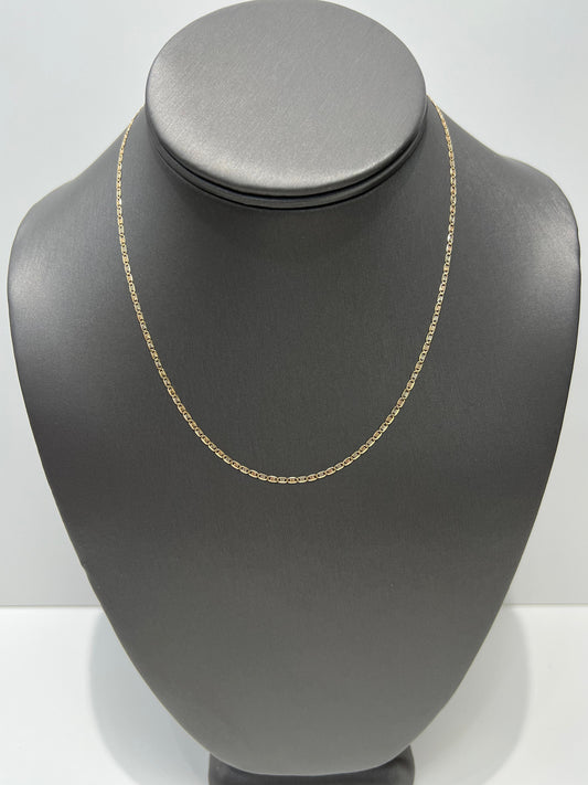 1395- NEW 14K Solid Valentino Tri Tone Chain 16" (1.8mm) W.G
