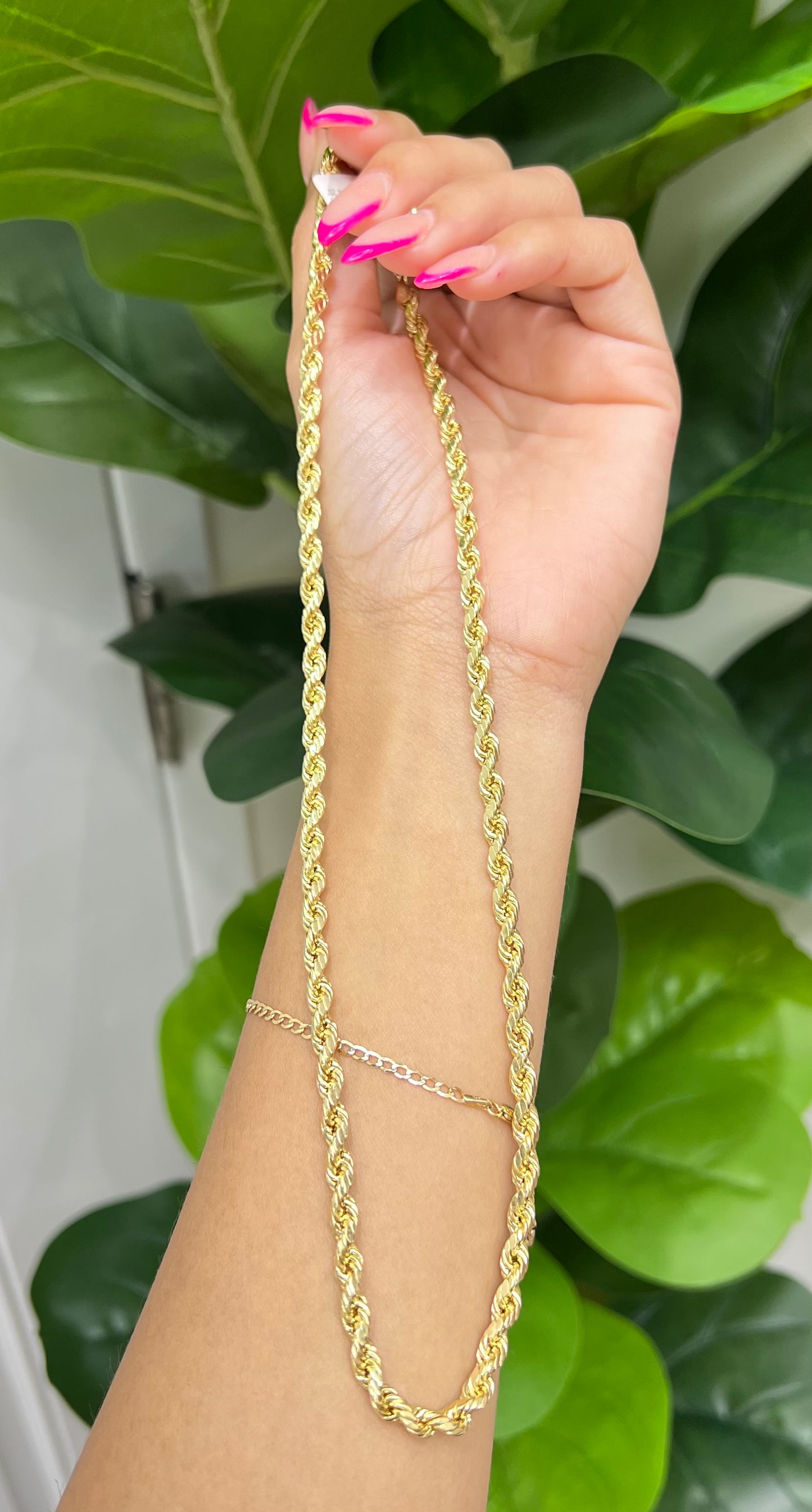 467- NEW 14K Semi Solid Rope Chain (4.50mm) W.G