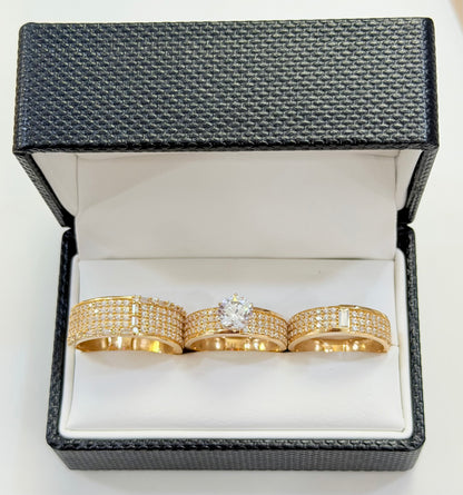 1225-NEW 14K Trio Wedding Ring Set W.G