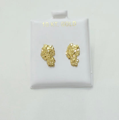 1718- NEW 10K Nugget Stud Earrings W.G