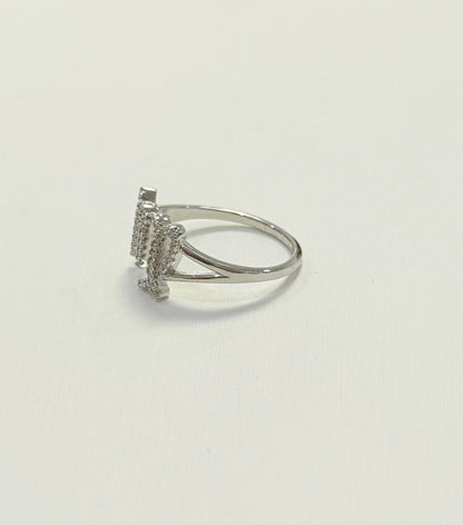 S633- NEW .925 Sterling Silver Zodiac Scorpio Cz Ring W.G