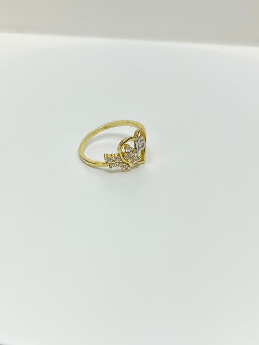1486- NEW 10K Double Heart Quinceañera Ring W.G