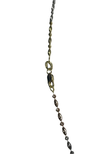 0095- NEW 14K Oval and Bead Chain in 14K (1.95mm) W.G