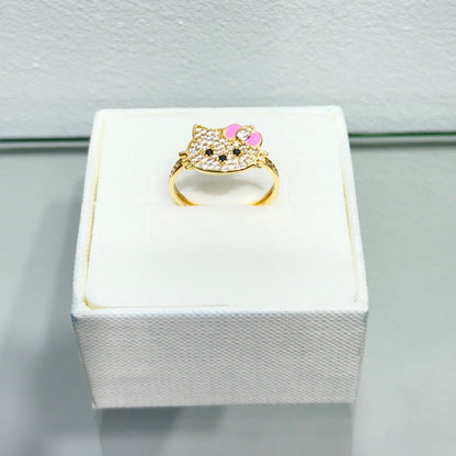 1172- NEW 14K Full Cz Hello Kitty Face W.G