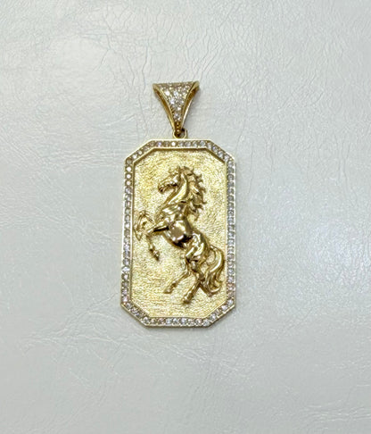 1828- NEW 10K Gold Horse Pendant W.G