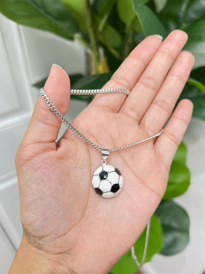 S1139- NEW .925 Sterling Silver Soccer Ball Pendant W.G