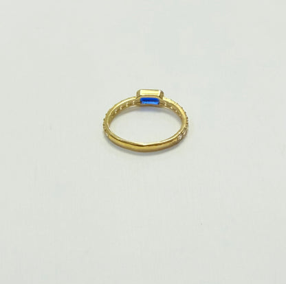 1707- NEW 10K Blue Square Sapphire Band Ring W.G
