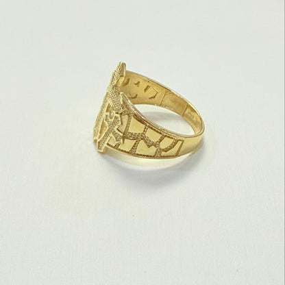 1701- NEW 10K Triple Multi Cross Nugget Ring W.G