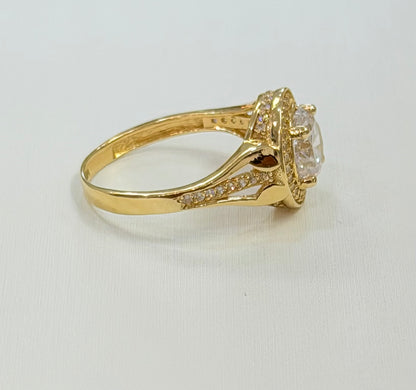 954- 14K Round Full Cz Stones Wedding Ring W.G