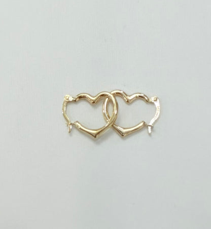1788- NEW 14K Hollow Heart Hoop Earrings W.G