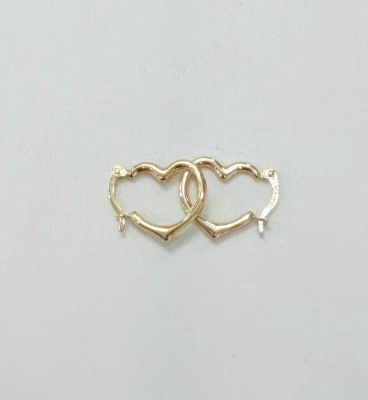 1788- NEW 14K Hollow Heart Hoop Earrings W.G